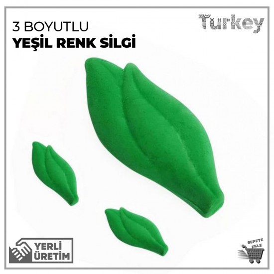 3 Boyutlu Yeşil Renk Silgi